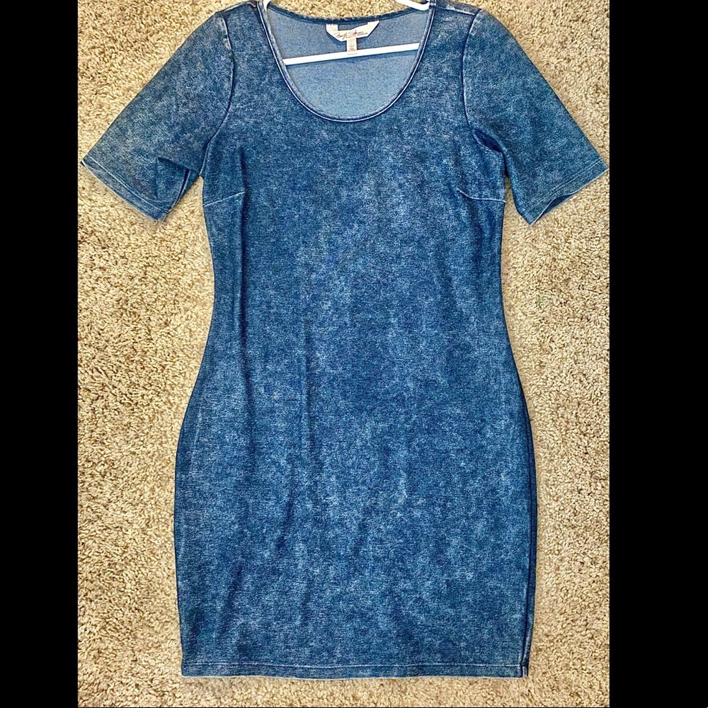 Stretchy Feaux Denim Chambray Washed Dress L